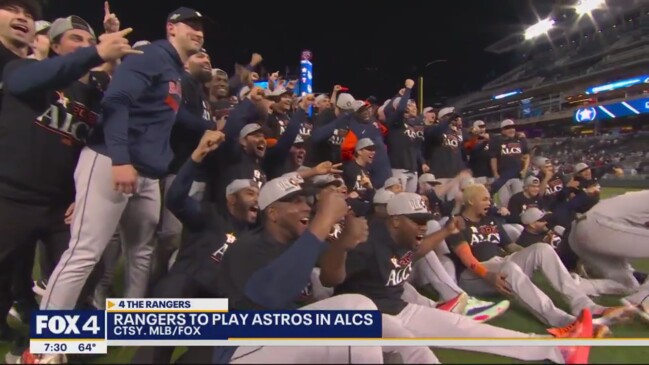 Texas Rangers fans celebrate ALCS Game 1 win