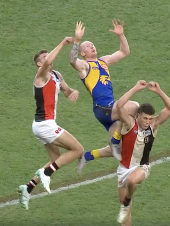 Rowan Marshall was kneed in the back of the head during a match against West Coast.