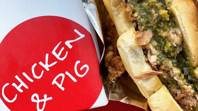 Chicken & Pig meat roll, Adelaide. Picture: Jessica Galletly