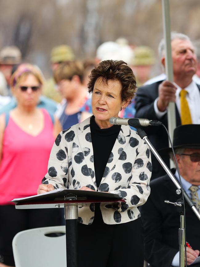 Nel Reeve speaking at the Salway family funeral. Picture: Gaye Gerard