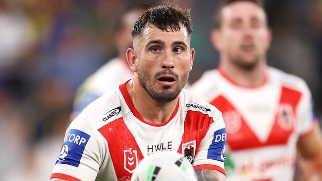 Jack Bird of the Dragons passes during the round four NRL match between the Parramatta Eels and the St George Illawarra Dragons at CommBank Stadium, on April 03, 2022, in Sydney, Australia. (Photo by Mark Kolbe/Getty Images)