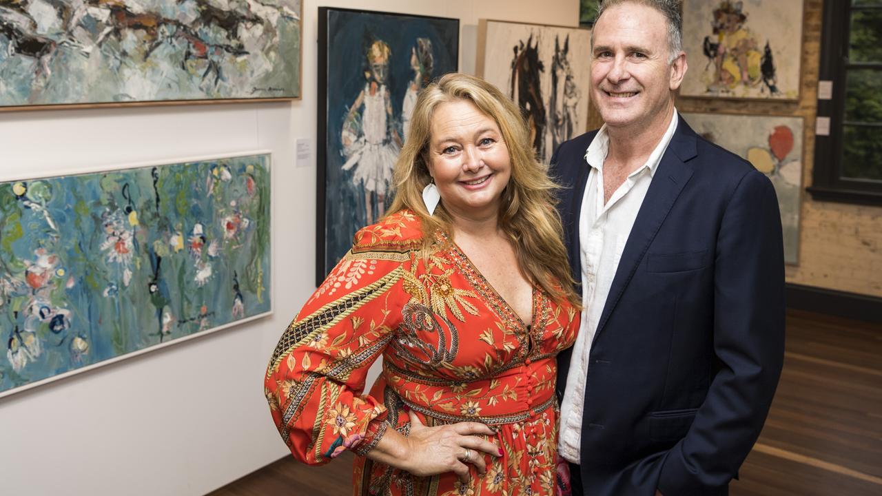 Brisbane artist Joanna Davies, pictured with husband Simon Davies, is the first to exhibit in the new home for The Toowoomba Gallery in the Rowes complex, Thursday, October 21, 2021. Picture: Kevin Farmer