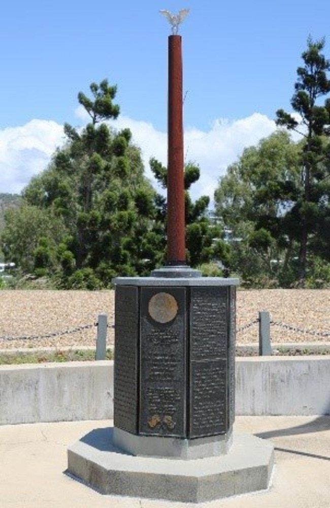 The eagle, 20cm stall with a 23cm wingspan, sits atop of this monument to the United States 5th Air Force.