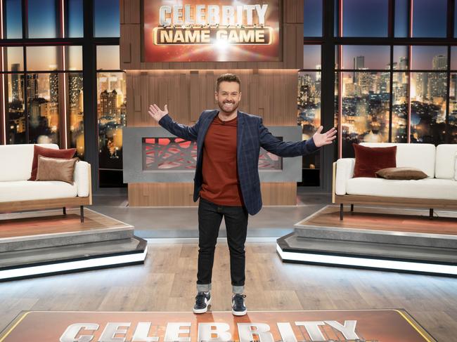 Grant Denyer’s current game show, Celebrity Name Game. Picture: Supplied