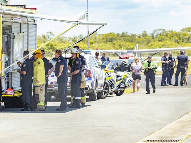 Emergency services at Redcliffe Aero Club. Picture: Richard Walker