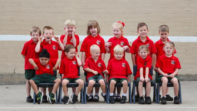 Kindy class K have some seriously funny faces at Wyoming Public School. Picture: Sue Graham