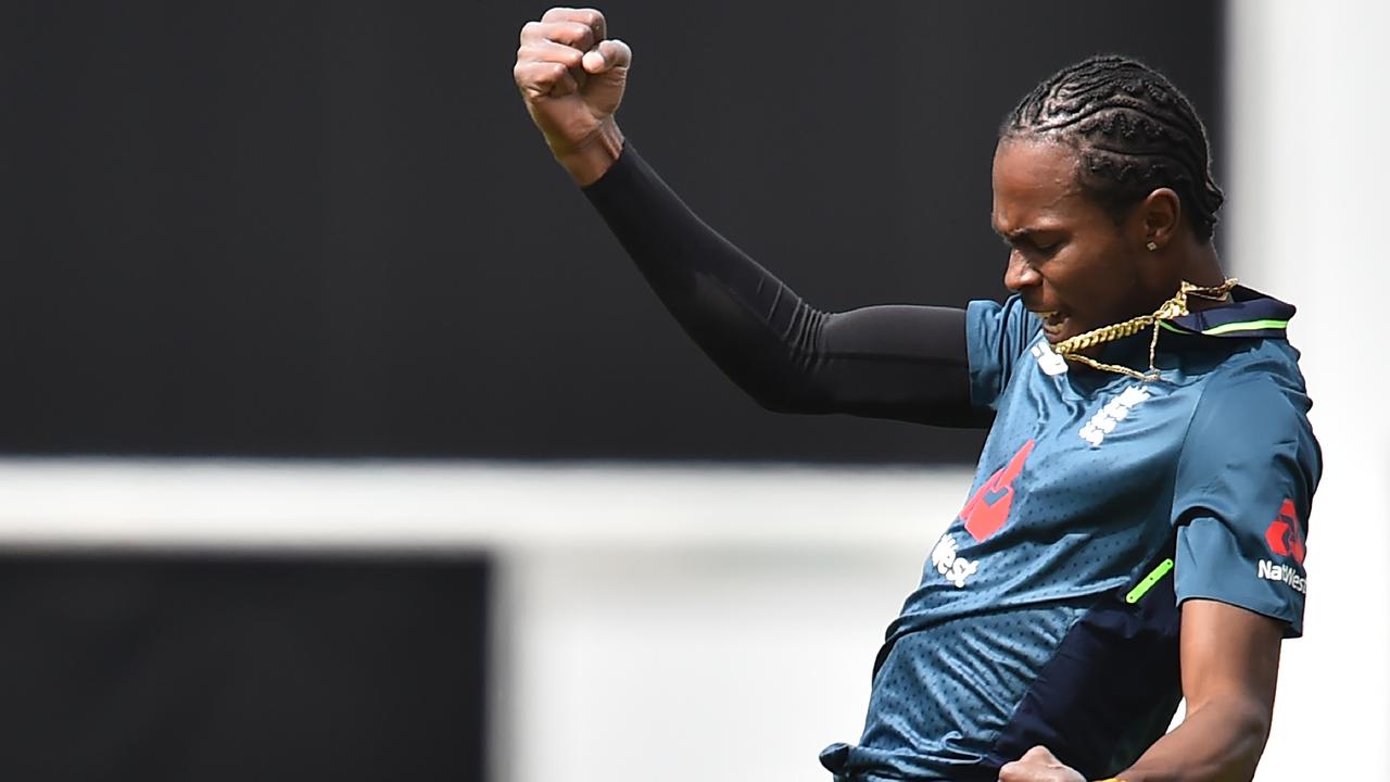 England's Jofra Archer celebrates the wicket of Pakistan's Fakhar Zaman during an ODI.