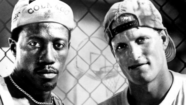 Actor Wesley Snipes with Woody Harrelson in White Men Can’t Jump.