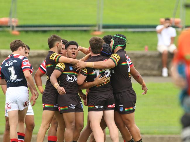 Penrith celebrates a try. Picture: Warren Gannon Photography.