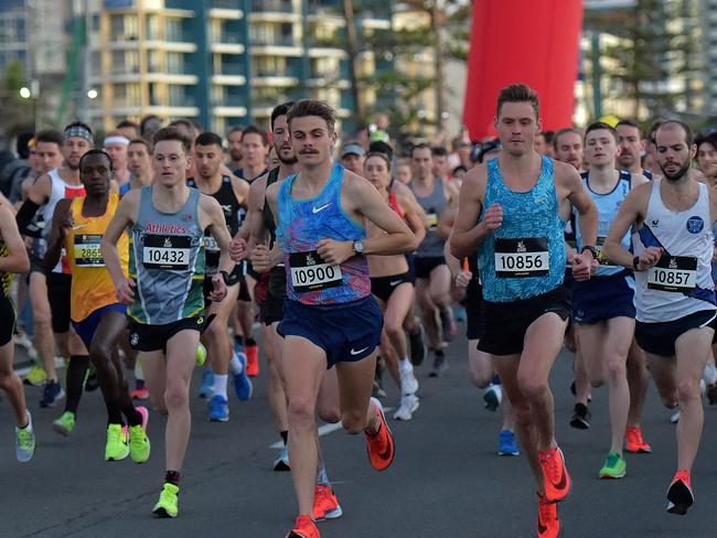 Runners take part in the Sunshine Coast Marathon.Start of the race.