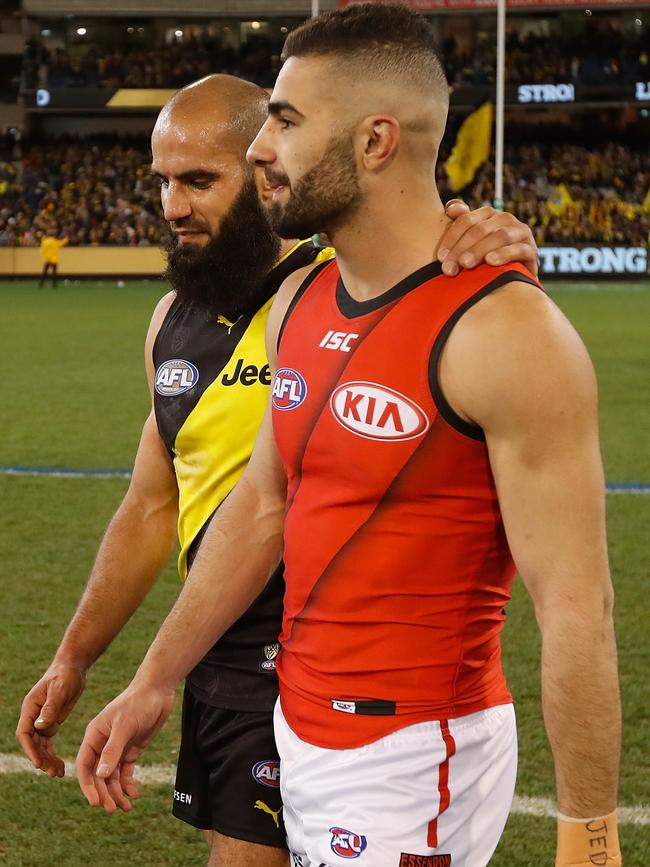 Houli and Saad after a Richmond and Essendon match.