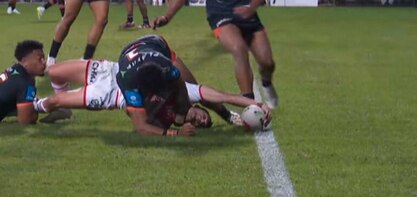 Kyle Flanagan had a try disallowed for a double movement. Picture: Fox League