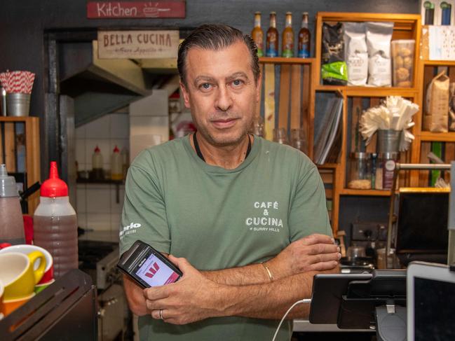 Cafe Cucina Owner Franco Amitrano Stands Outside His Surry Hills Cafe Unimpressed With Additional Credit Card FeeÃs Forced Upon His Patrons. Picture : Thomas Lisson