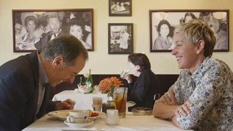 Jerry Seinfeld with Ellen DeGeneres in a scene from Comedians In Cars Getting Coffee.