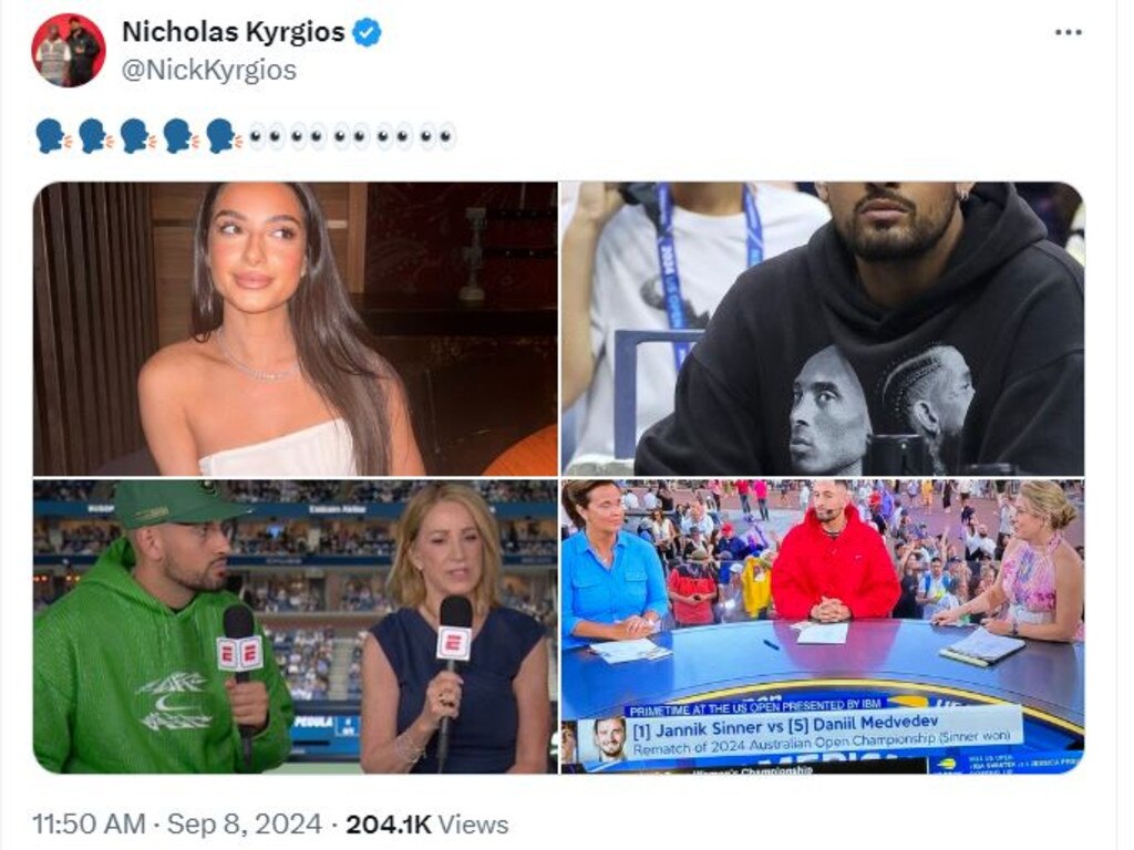 Doubling down: Kyrgios posted this cryptic post amid widespread backlash over his ‘misogynistic’ two-word slur. Picture: X