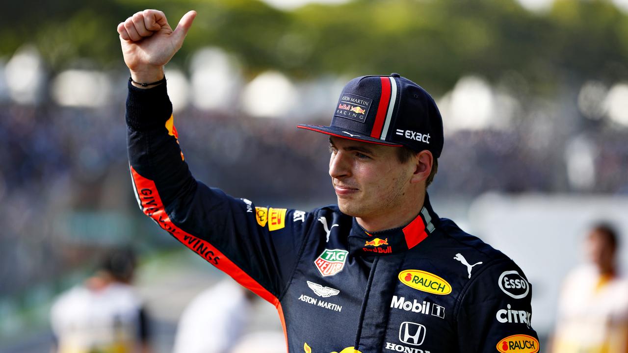 Pole position qualifier Max Verstappen celebrates after qualifying. Picture: Will Taylor-Medhurst