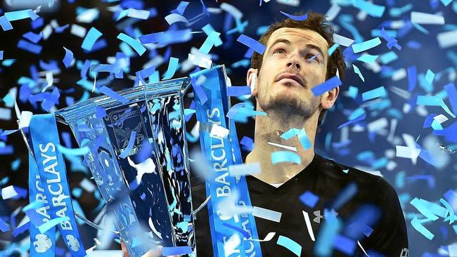 Britain's Andy Murray following his win over Novak Djokovic of Serbia in the men's singles final of the ATP World Tour Finals at the O2 Arena in London. Picture: ANDY RAIN