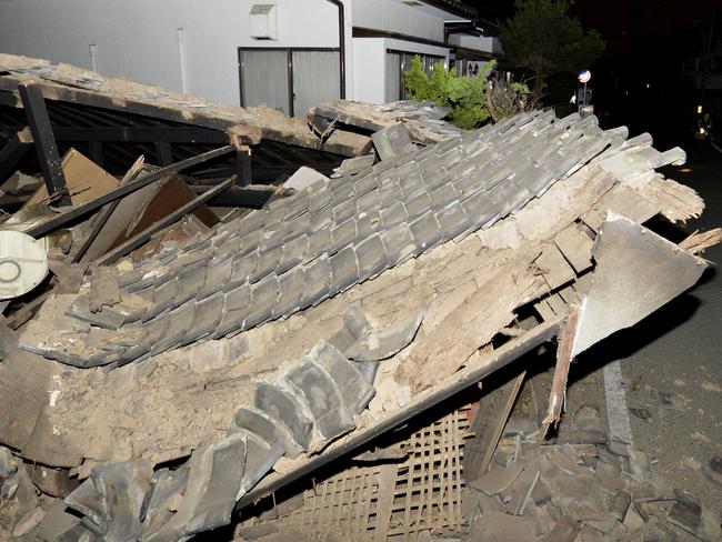 A house collapsed after the earthquake.