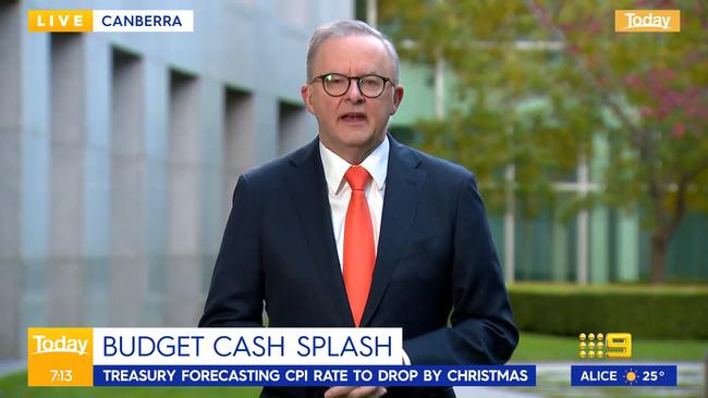 Anthony Albanese defended the energy rebate saying it was the most effective way to deliver relief for Australians. Picture: Today Show