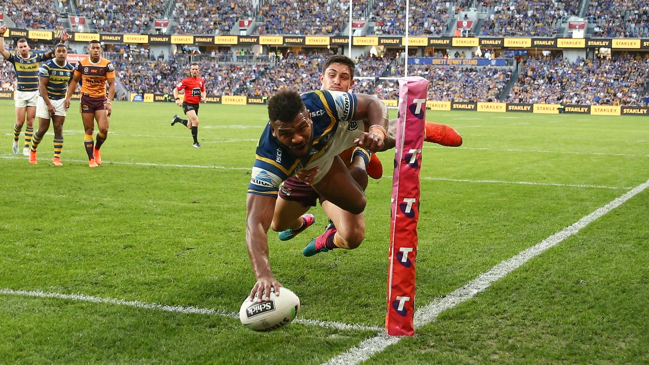 Maika Sivo scores another remarkable try for the Eels.