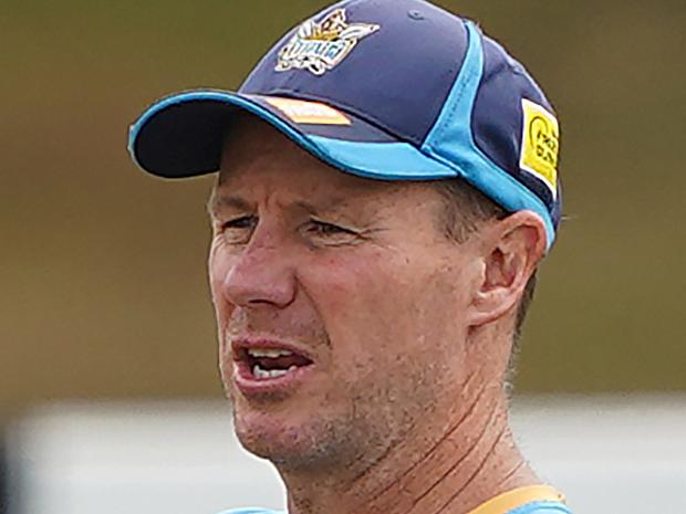 Coach Justin Holbrook is seen during an NRL Gold Coast Titans training session at the Titans High Performance Centre on the Gold Coast, Thursday, May 21, 2020. (AAP Image/Dave Hunt) NO ARCHIVING