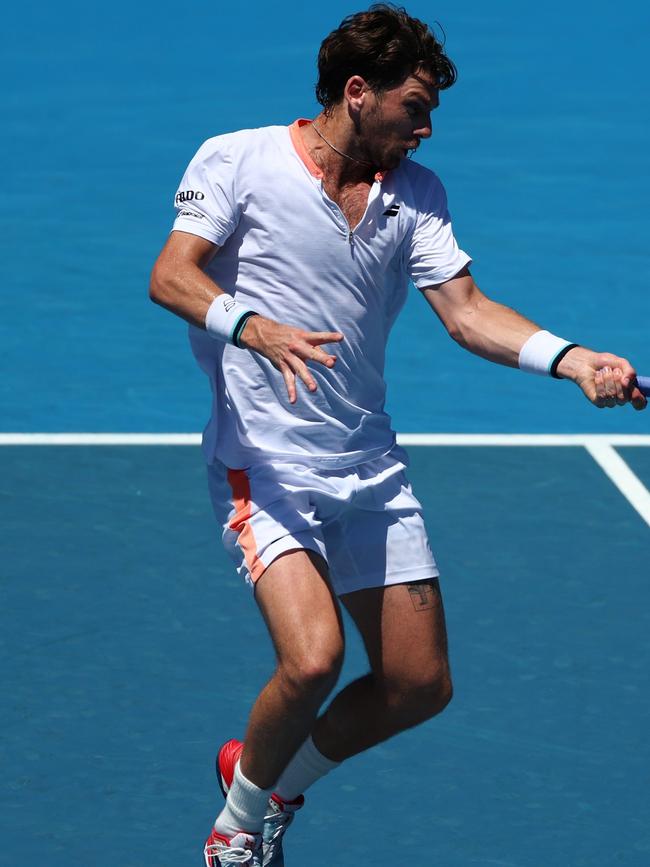 Cameron Norrie’s tattoo can be seen on his left thigh. Picture: Graham Denholm/Getty Images