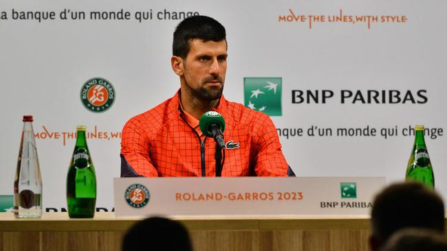 Djokovic wouldn’t go into detail on what the object was. (Photo by Martin LELIEVRE / AFP)