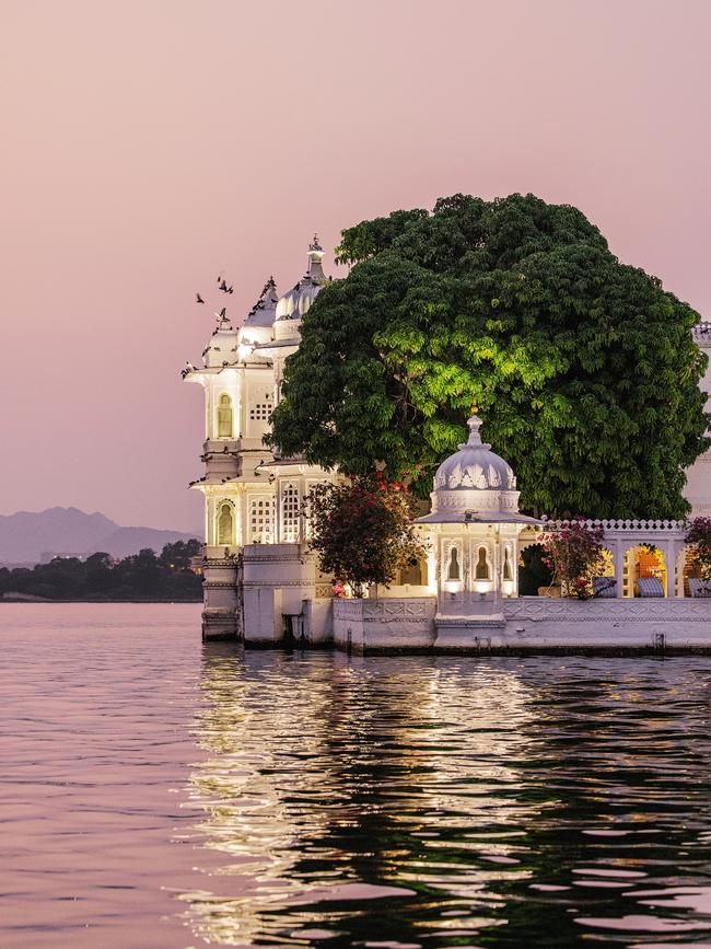 Taj Lake Palace aglow at night. Picture: Elise Hassey.