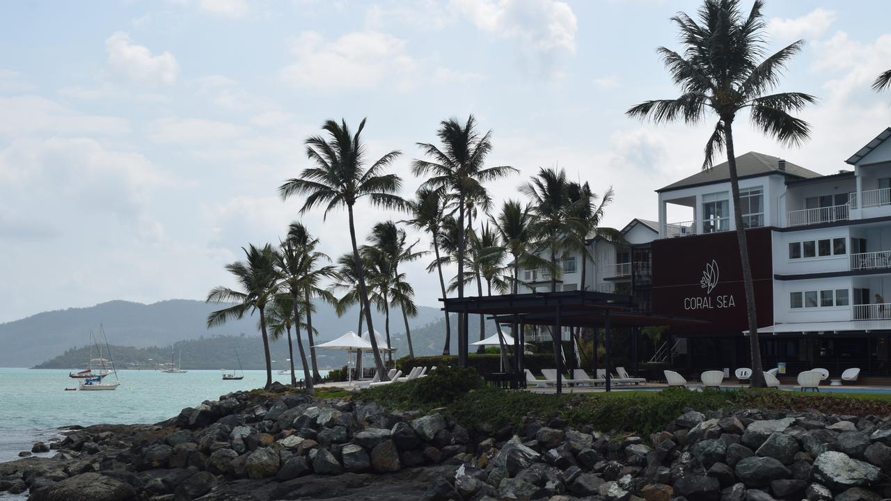 The fresh facade of the newly renovated Coral Sea Marina Resort hotel.