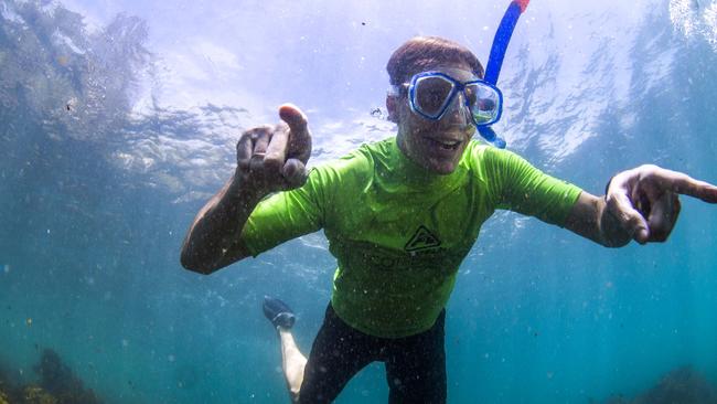 Tony Hawk explores Shelly Beach. Credit: Destination NSW