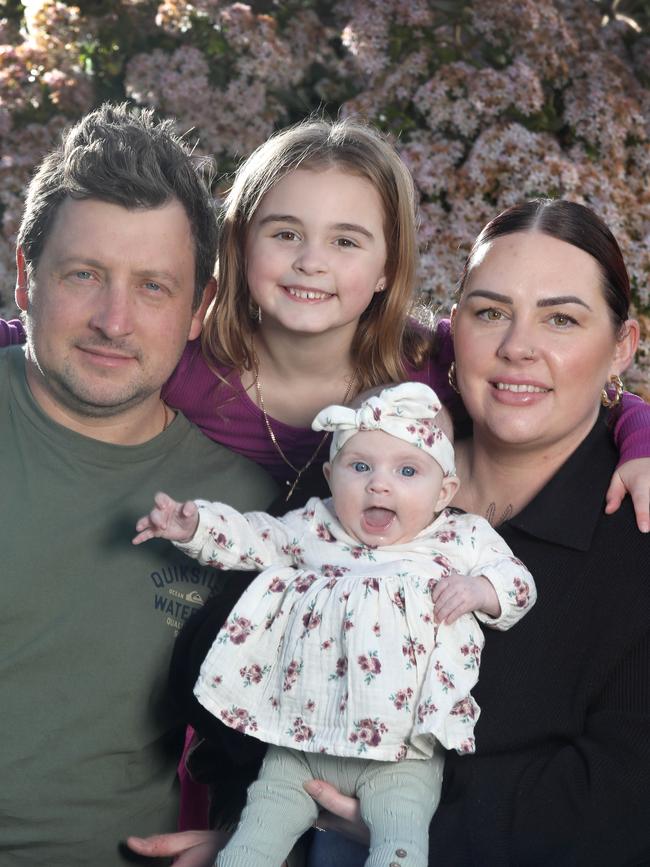 Samantha Pirch with husband Lee, daughters Peyton and Eleanor, 5. Picture Dean Martin