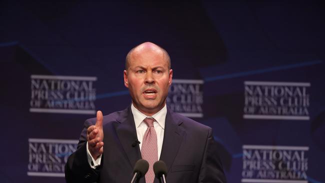 Treasurer Josh Frydenberg provided post-budget address on Wednesday. Picture: NCA NewsWire / Gary Ramage