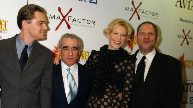 Leonardo DiCaprio, Martin Scorsese, Cate Blanchett and Harvey Weinstein at the UK premiere of The Aviator in 2004.