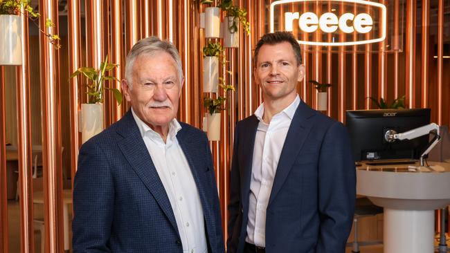 Alan Wilson with his son Peter Wilson at the Melbourne office. Picture: NCA NewsWire / Ian Currie