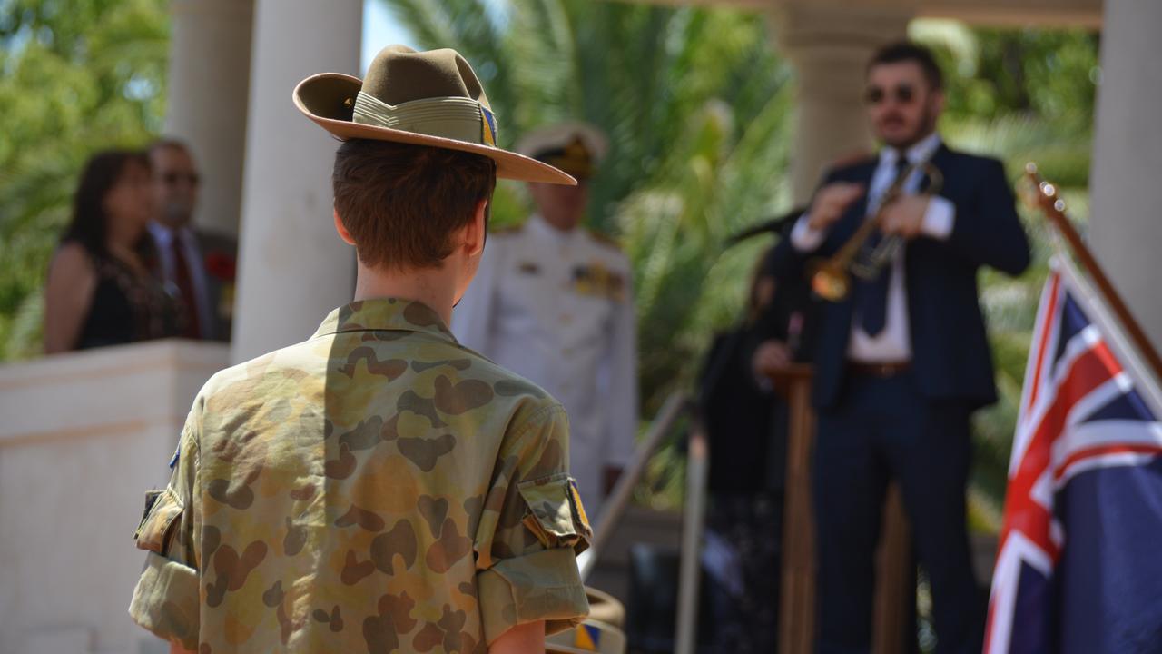 Matt Phillips plays the Last Post at the 2018 Kingaroy Remembrance Day service. (PHOTO: Jessica McGrath)