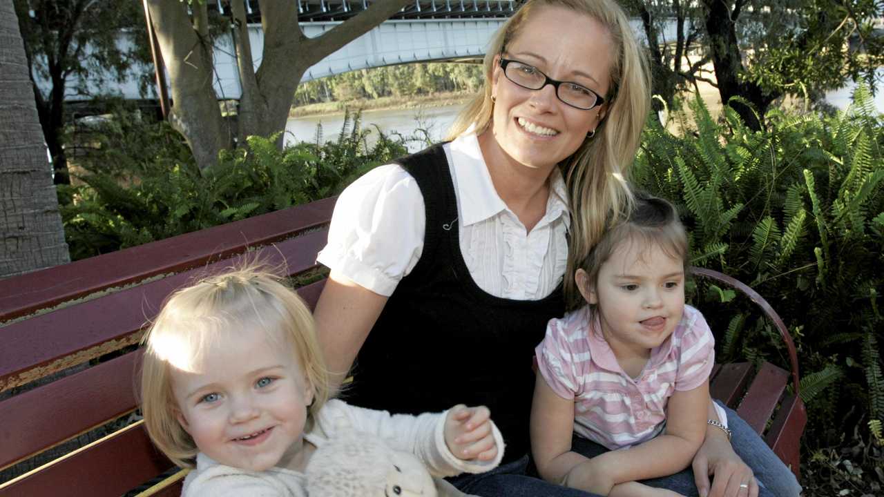 Lisa Donovan with daughters Sarah and Charlie.   ROK110711skid3. Picture: Sharyn O'Neill