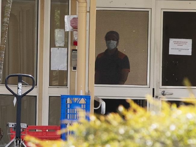 Staff wearing mask seen at Bolton Clarke Fairview Pinjarra Hills Aged Care at 2603 Moggill Rd, Pinjarra Hills, Brisbane, 1st of August 2020. (News Corp/Attila Csaszar)