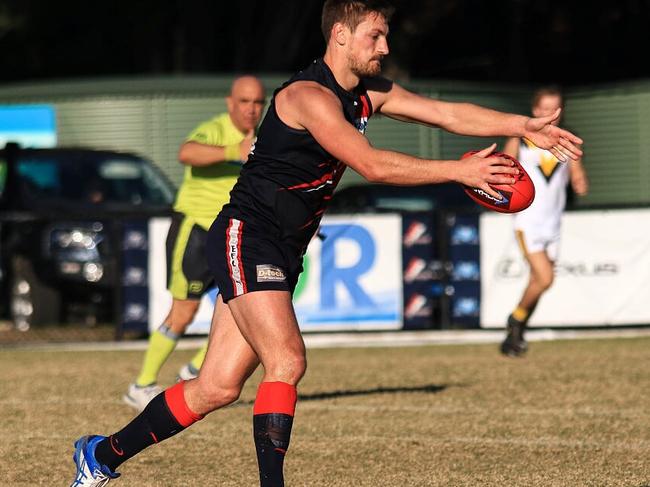 Daniel Playsted in action for Waverley Blues in the Eastern Football League (EFL). Picture: Davis Harrigan