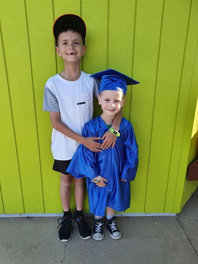 Oakley West, 9, and Deighton West, 5.