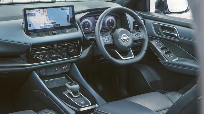 Cabin style and features are similar across the Nissan SUV range, with the Qashqai Ti featuring a configurable 12.3-inch digital instruments screen along with 10.8-inch head-up display for the driver.