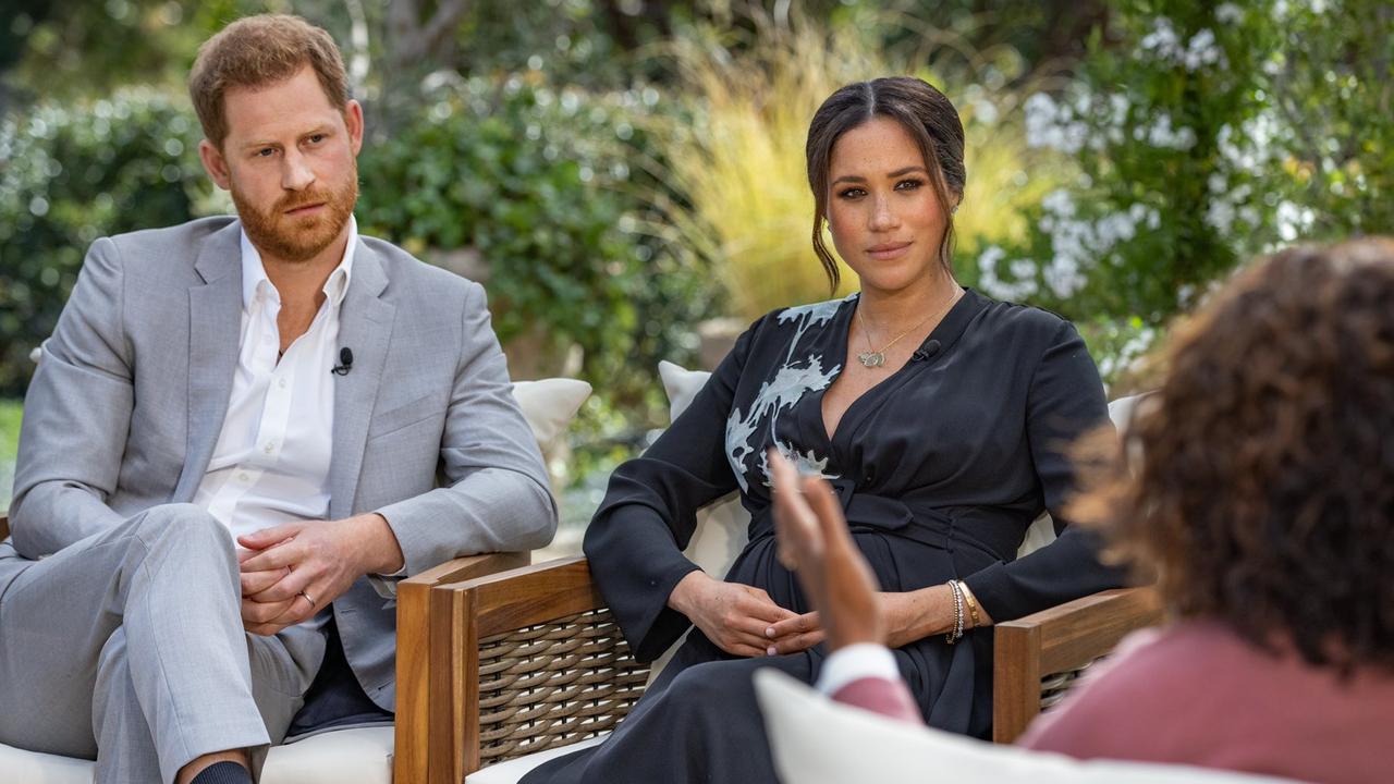 Harry and Meghan sit down with Oprah. Picture: Harpo Productions