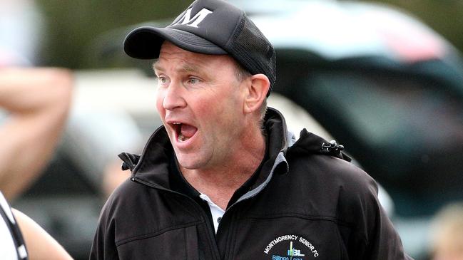 Montmorency coach Garry Ramsay lays down the law. Picture: Hamish Blair