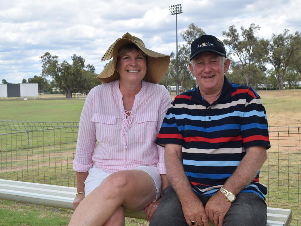 Lisa Walsh and Greg Olm at the Chinchilla Cancer Council Pink and Purple fundraiser at Chinchilla Bowls Club on Sunday, November 18, 2018.