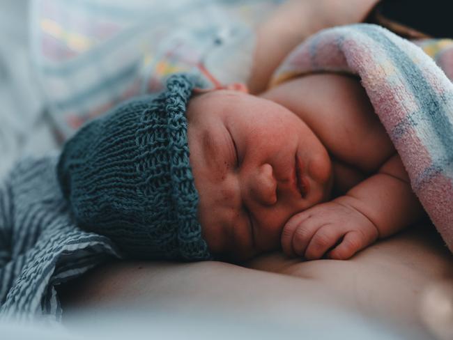Evelyn Maisie Newhouse was born at Hobart Private Hospital in July 2023. Picture: Victoria Stewart