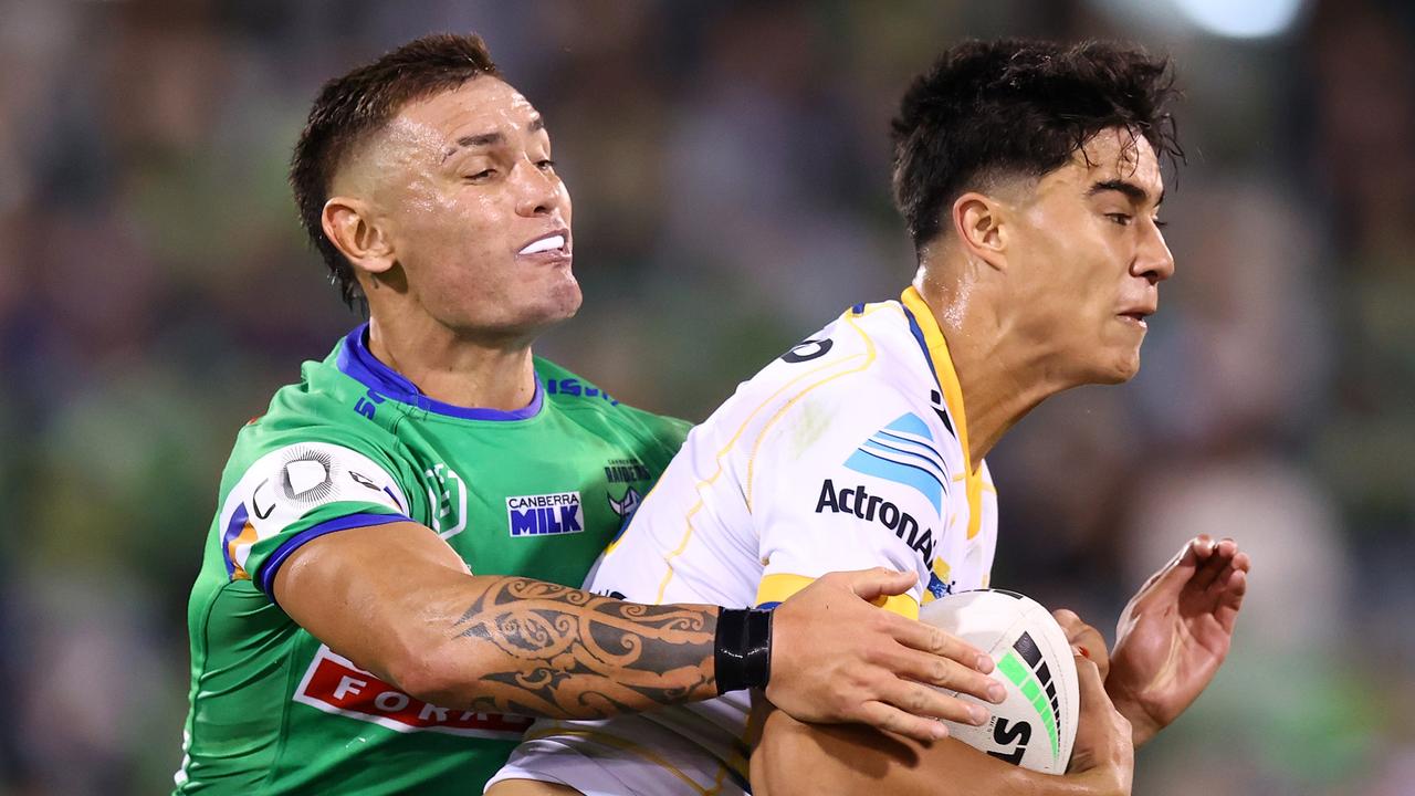 Blaize Talagi has been dropped back to reserve grade after struggling in the halves. Picture: Mark Nolan/Getty Images