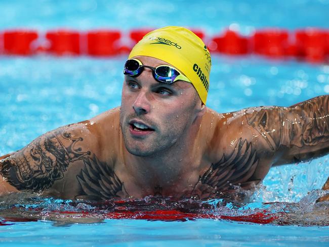 NANTERRE, FRANCE - JULY 30: Kyle Chalmers of Team Australia  reacts after competing in the Men's 100m Freestyle Semifinals on day four of the Olympic Games Paris 2024 at Paris La Defense Arena on July 30, 2024 in Nanterre, France. (Photo by Sarah Stier/Getty Images)