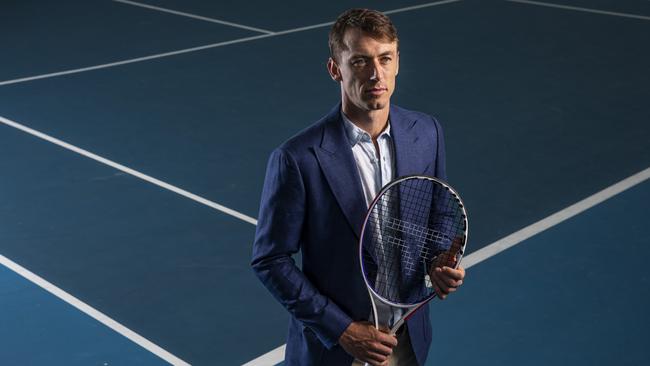 John Millman prepares to make his return to tennis after coronavirus. Picture: Mark Cranitch.