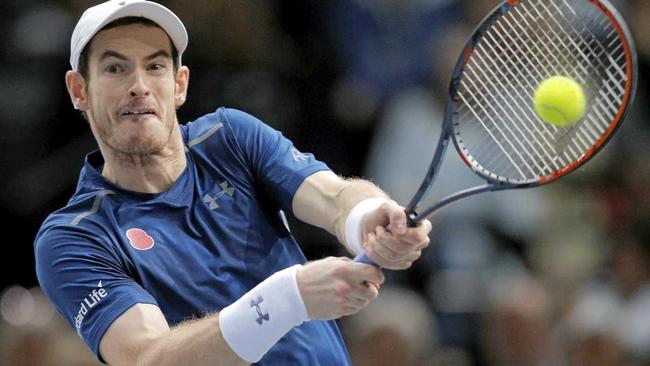 Britain's Andy Murray returns the ball to John Isner of the United States during the final of the Paris Masters tennis tournament at the Bercy Arena in Paris, Sunday, Nov. 6, 2016. Murray won 6-3, 7-6, 6-4. (AP Photo/Michel Euler). Picture: Michel Euler