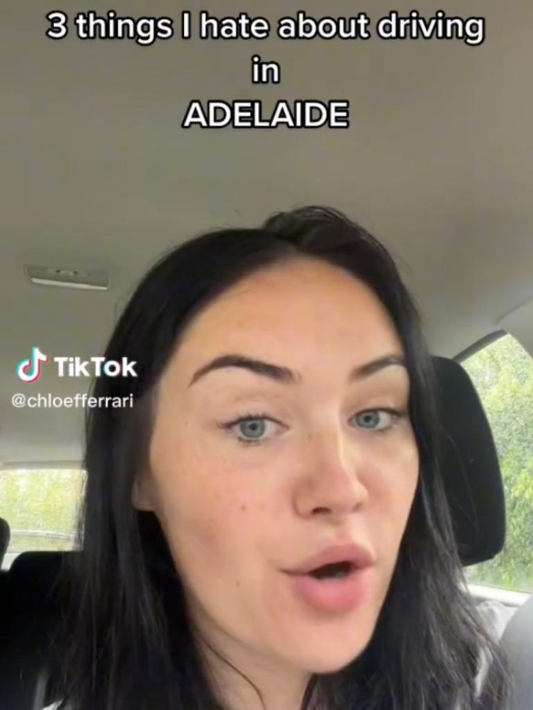 Chloe Ferrari said Adelaide drivers are terrible. Picture: TikTok/choefferrari