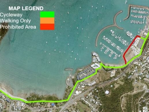 A proposed electric tricycle route between Airlie Beach and Cannonvale. Picture: Whitsunday Regional Council